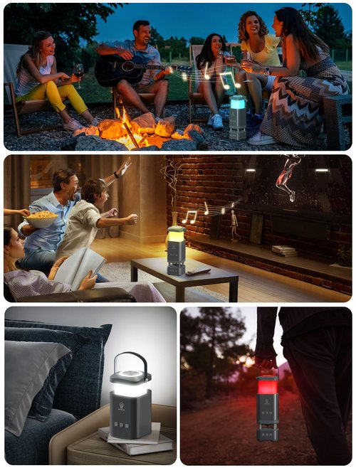 MOSLIGHTING LED Camping Lantern Rechargeable, LED Lanterns with Bluetooth Speaker, RGB Camping Light, 10000mAh, 4 Lighting Modes, IP44 Waterproof, Portable Lanterns for Power Outage