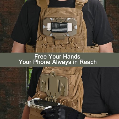 tactifans Tactical Plate Carrier Phone Mount, Universal Molle Phone Holder,Tactical Phone Holder Foldable Navigation Board for Tactical Vest Attachments