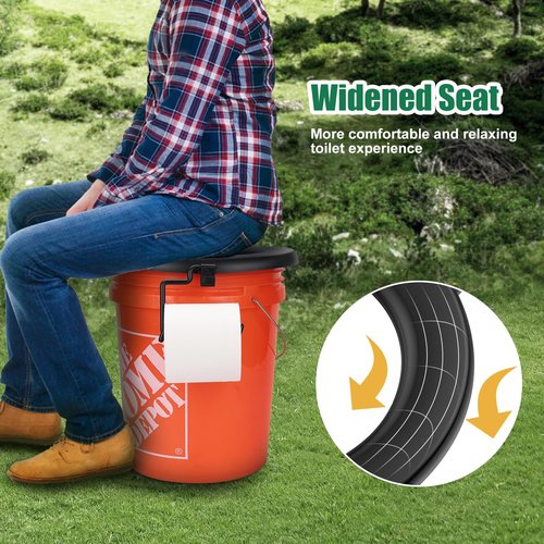 Bucket Toilet Seat, Portable Toilet Seat for 5 Gal Buckets, Camping Seat for Pail, Snap-on Bucket Seat for Outdoor, Camping, Hiking, Emergency, Car, Boat, RV Travel (Bucket Not Included)