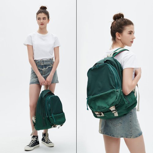 MUHUASHI Casual Canvas Backpack for Women Large Capacity Vintage Campus Daypack and Travel Backpack (Green)
