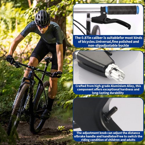 Gashwer Universal 2.2cm Bike Brake Levers Aluminum Alloy V-Brake Handlebar Bicycle Brake Handle for Most Bicycle, Mountain Bike, Road Bike 1 Pair (Black)