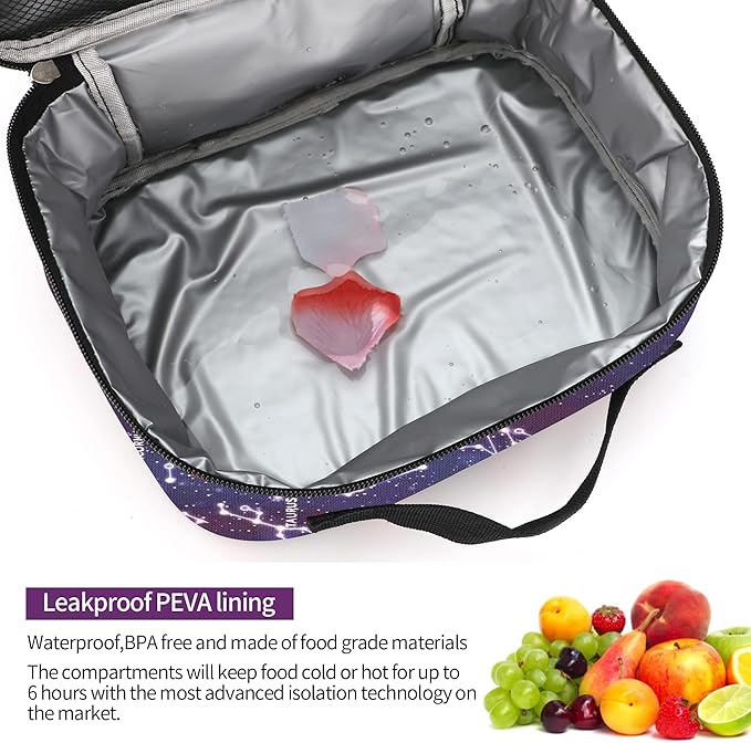 rickyh style Lunch Box with Padded Liner, Spacious Insulated Lunch Bag Durable Thermal Lunch Cooler Pack with Strap for Boys Girls Adults School Sports Beach Picnic Work Camp,2 Pocket (LBXINGZUO)