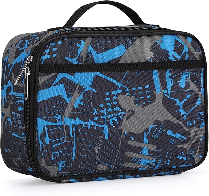 rickyh style Lunch Box with Padded Liner, Spacious Insulated Lunch Bag Durable Thermal Lunch Cooler Pack with Strap for Men Women Boys Girls Adults School Sports Beach Picnic Work Camp,2 Pocket