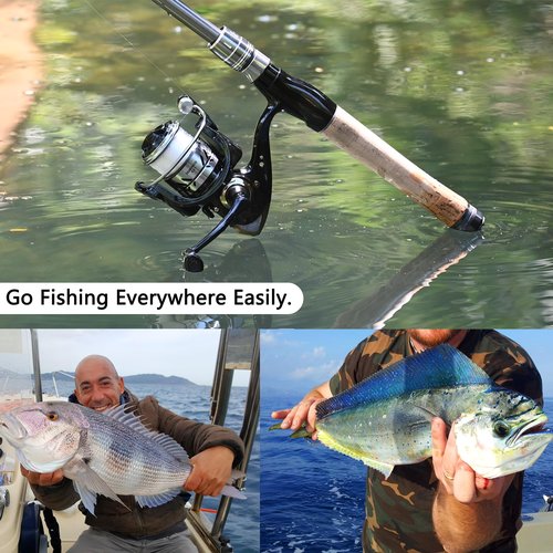 OLOLYAP Fishing Pole Combo 2PCS Carbon Fiber Fishing Rod and Aluminum Reel Combos with Carrier Bag Sea Saltwater Freshwater Fishing Rod Reel Kits