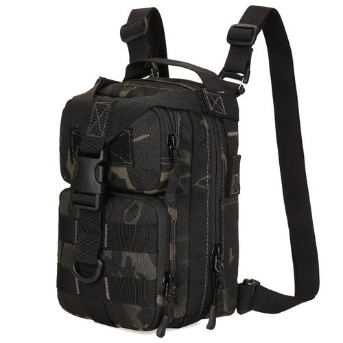CREATOR 3 In 1 Small Military Tactical Backpack Army Assault Rucksack Crossbody Shoulder Bag for Men (Black Camo)