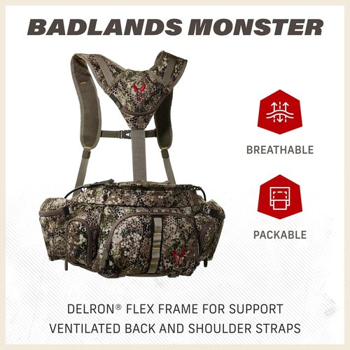 Badlands Monster Fanny Pack - 1100 Cubic Inch Hunting Waist Pack with Flex Frame, Adjustable Shoulder Straps