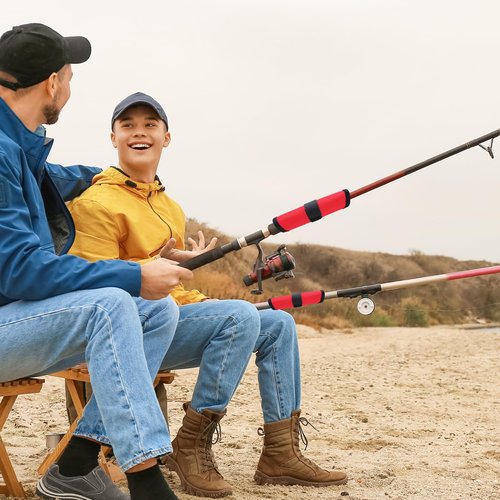 Tioncy 6 Pack Fishing Lure Covers 6 Inch Bait Gloves Lure Shield Wrap Fishing Hook Cover Easily See Bait Storage Protector Guard to Keep Fishermen Safe for Rod(Red)