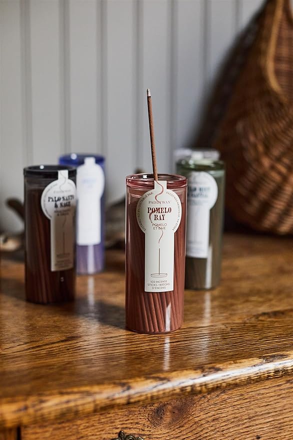 Paddywax Candles Haze Collection Incense Sticks in Glass Jar, 100-Piece, Pomelo Bay