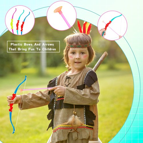 Restroma 12 Pack Kids Bow and Arrow Mini Bow Arrow Toy Plastic Archery Shooter Game for Boys Girls Outdoor Sport Fun Game Birthday Gifts