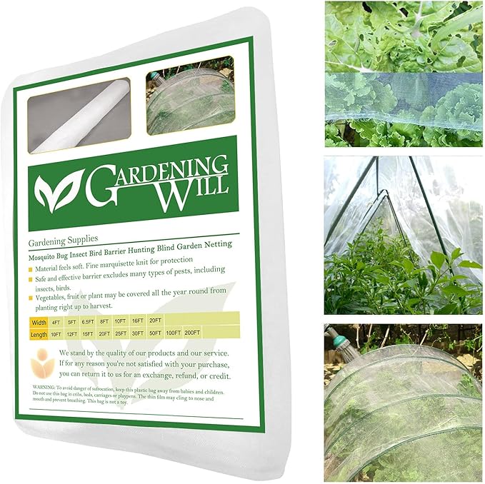 8x30Ft Mosquito Bug Insect Bird Fine Mesh Net Barrier Hunting Blind Garden Screen Netting for Protect Your Plant Fruits Flower