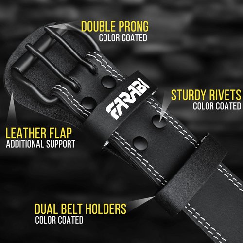 Farabi Sports Powerlifting Belt 100% Genuine Leather Weight Lifting Belt 4" wide Gym Belt Men and Women Weightlifting Belt for Gym Training Bodybuilding and Workout belt (Black, Medium)