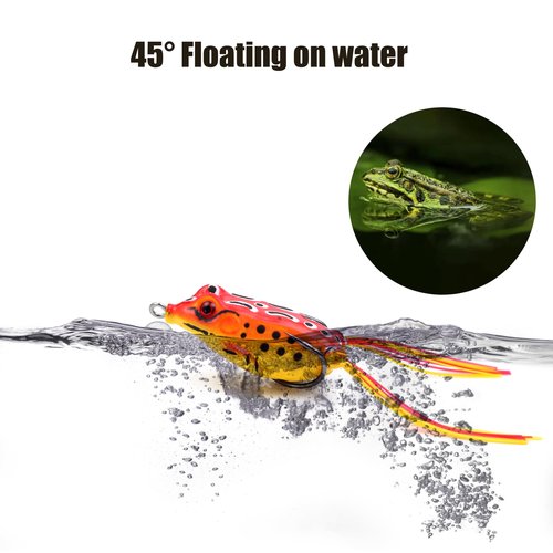𝗘𝗫𝗔𝗨𝗥𝗔𝗙𝗘𝗟𝗜𝗦 5pcs Fishing Lures Frogs Lure Frog Baits Ray Frog Topwater luresFishing baits for Basslure Pike Snakehead Musky Weedless Freshwater Soft Lure with Tackle Box