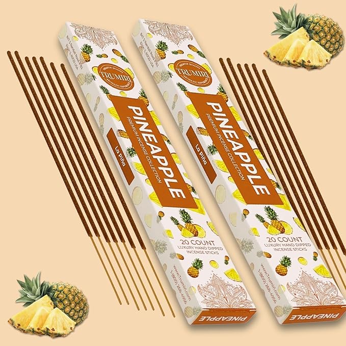 Pineapple Incense Sticks - Incienso de Piña - Total 40 Insence-Sticks - Dual Pack of 20 Insense - Inciensos - Inscents - Natural Non Toxic Ingredients - Incents - Incence - Inscense - Insents