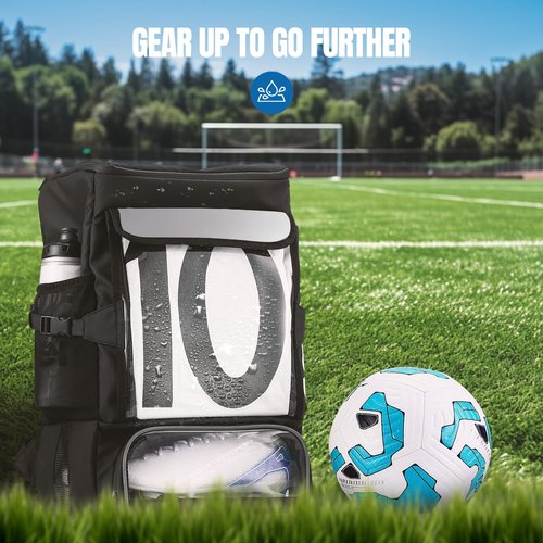 POIXM Soccer Backpack, Soccer Bags for Boys All-in-One Design with Separate Cleat, Jersey, Ball, and Laptop Compartments, Gifts for Boys