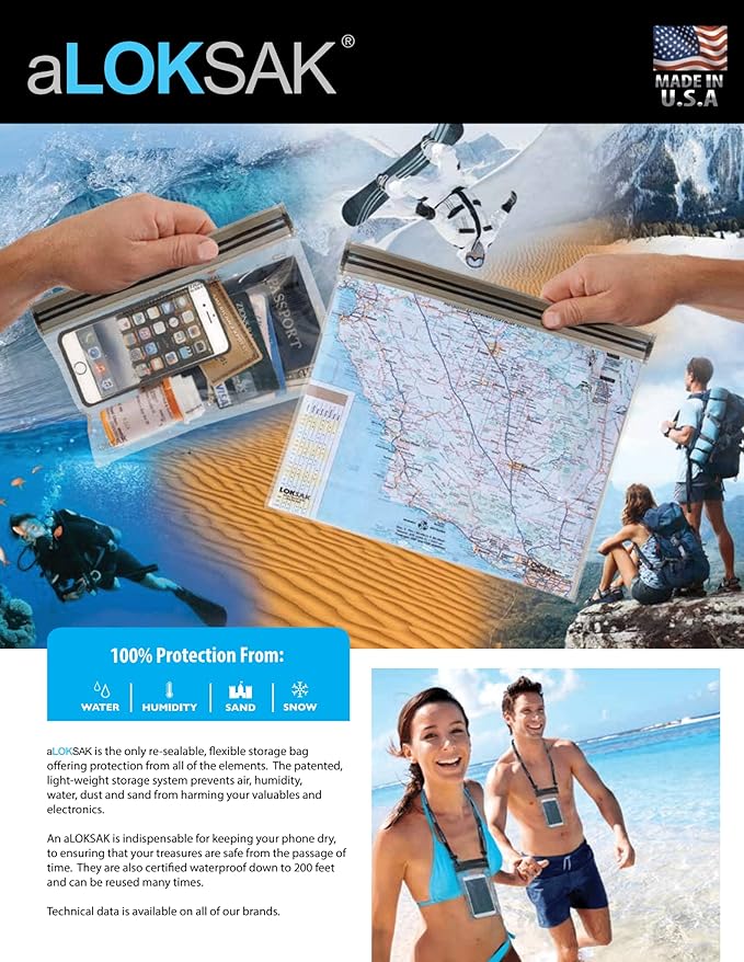 LOKSAK - aLOKSAK Waterproof Phone Bag w/Lanyard - Touch Screen Compatible - Diving Certified (3.9" x 7.5")
