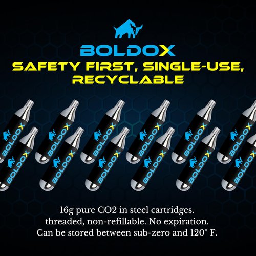 Boldox 16g CO2 Threaded Cartridges AC Drain Gun - C02 Powered HVAC Tools for The DIY Homeowner to Clear Buildup & Debris in AC Drain Tubes with CO2 Drain Gun - 25-Pack 16g CO2 Cartridges