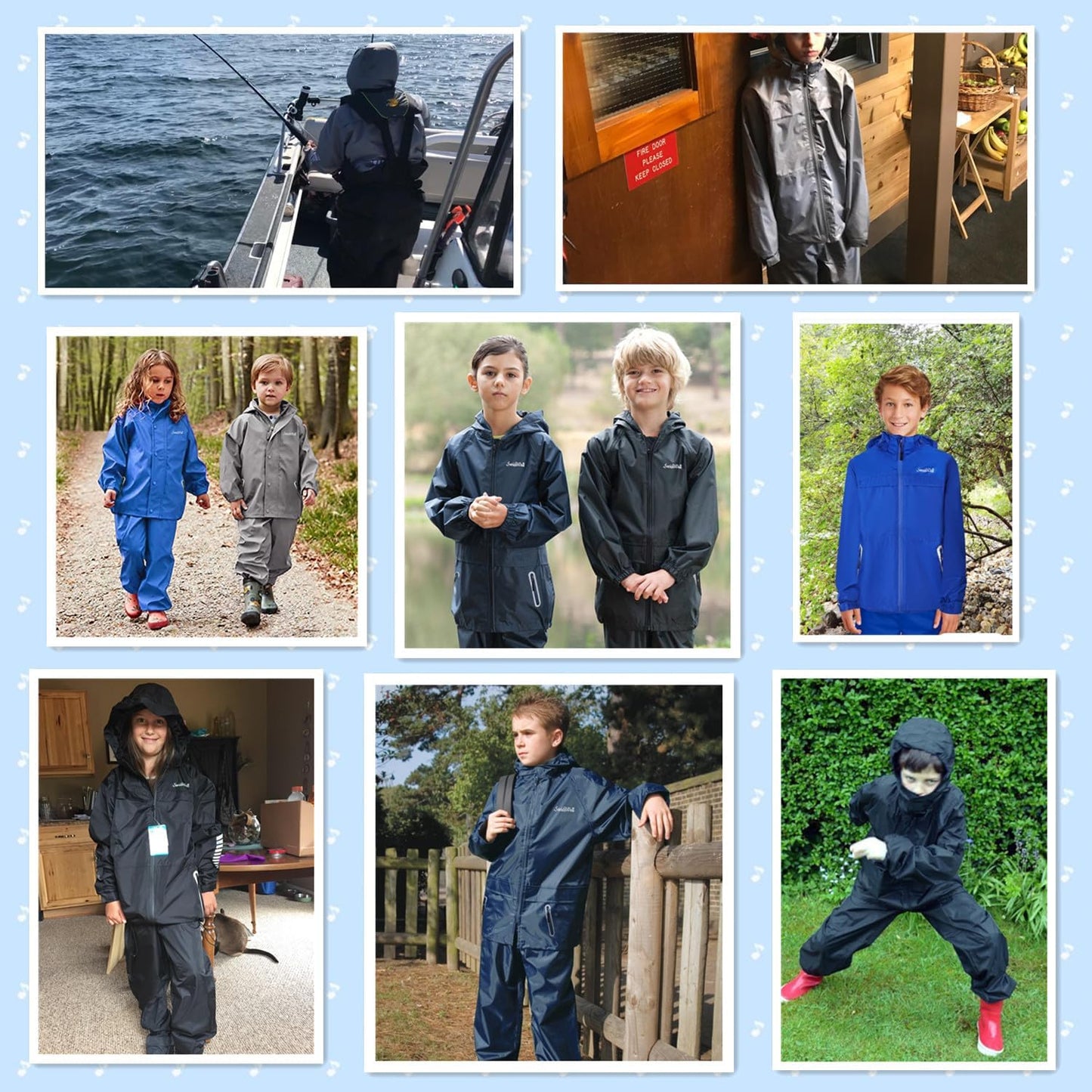 SWISSWELL Kids Rain Gear Boys Girls Youth Waterproof Rain Suit Breathable Reflective Raincoat and Pants
