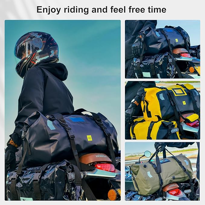 Waterproof Duffel Bag，Roll-Top Heavy Duty Dry Duffle Bag，Motorcycle Dry Bag，with Quick-fixed Straps，with Large Storage Space, Perfect for Traveling, Camping, Kayaking, Fishing & Canoeing (yellow, 66L)