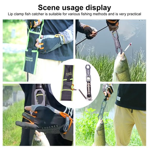 Fish Lip Gripper Fish Scales Professional Fish Holder Aluminium Alloy Material Grabber 40 Pound Fish Lip Grip Tool with Weight Scale and 360 Degree Rotation,Fish Grabber Clip Fish Control Tackle