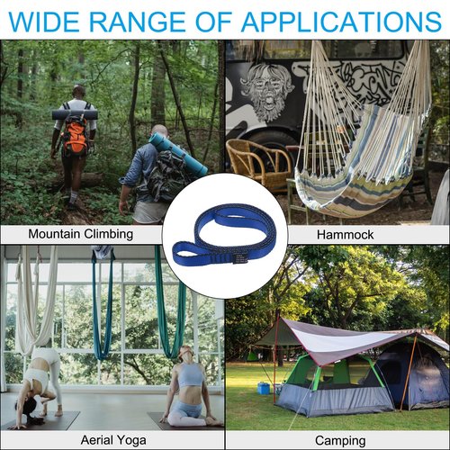 PATIKIL 24 Inch Nylon Slings, 2 Pack Strong Webbing Straps 18mm Rock Straps for Aerial Yoga Hammock Swing, Blue