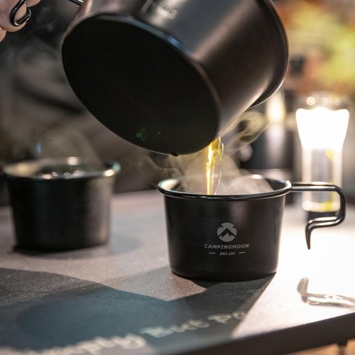 CAMPINGMOON 2pcs 160ml Little Camping Mug Cup 304 Stainless Steel Small Black BKS-180-2P