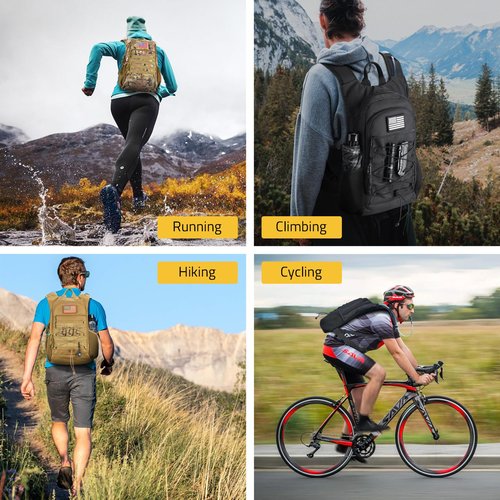 CVLIFE 3L Hydration Backpack Lightweight, 900D Heavy Duty Water Backpack for Hiking, Tactical Hydration Pack Backpack, Molle Day-Pack with TPU Water Bladder for Hiking, Running, Cycling, Camping, Tan
