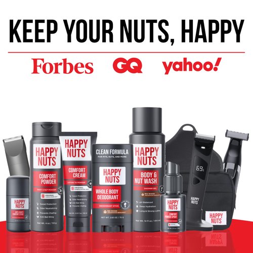 HAPPY NUTS & HAPPY CURVES Comfort Cream His (3.4 oz) and Hers (2.25 oz) Set - Anti-Chafing Sweat Defense, Odor Control, Aluminum-Free Mens Deodorant & Hygiene Product
