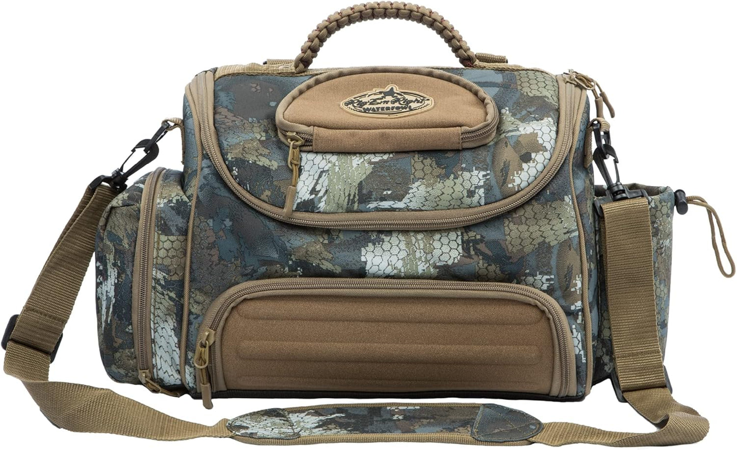 Rig'Em Right Waterfowl Lock and Load Duck Hunting Blind Bag with Molded Ammo Compartments, Sunglasses Case, Drink Holder and More (Optifade Marsh Camo)