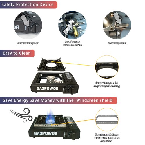 Dual Fuel Camp Stove with Windblocker, Propane or Butane Stove10000 BTU With Propane Adapter Hose and Carrying Case Propane Stove for Camping,Gas Portable Stove for Huting, Hiking（Fuel not included）