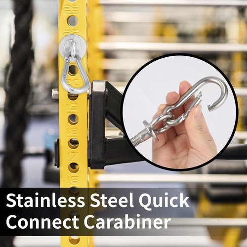 Vatemechie Set of 2 Heavy-Duty Stainless Steel Power Rack Attachments with Quick-Connect Buckles, Fits 2" x 2" or 3" x 3" Racks with 1/2" or 1" Holes, Wobble-Free and Secure Fit