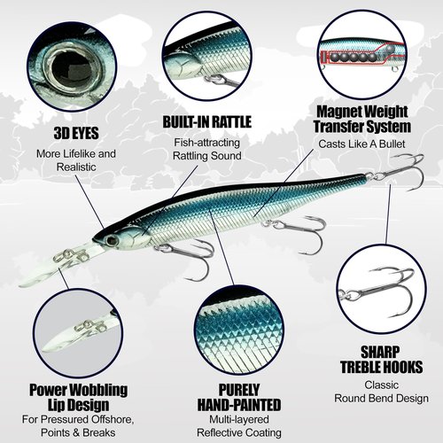 LUCKY CRAFT Lightning Staysee 110 MG-S, 580 MH Chartreuse Shad, Sinking, Magnet Weight Transfer, Freshwater Bass Fishing Lures, Deep Diver, 15ft Depth, Smallmouth, Bass Fishing Gear