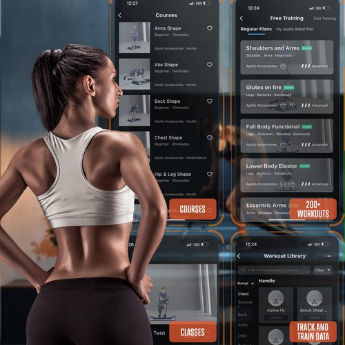 SQUATZ Apollo Board Mini: 150lb Resistance Smart Cable Machine, Functional Trainer for Full Body Workouts, Full Body Strength, Digital Home Gym Equipment with Free App Includes Accessories, Blue