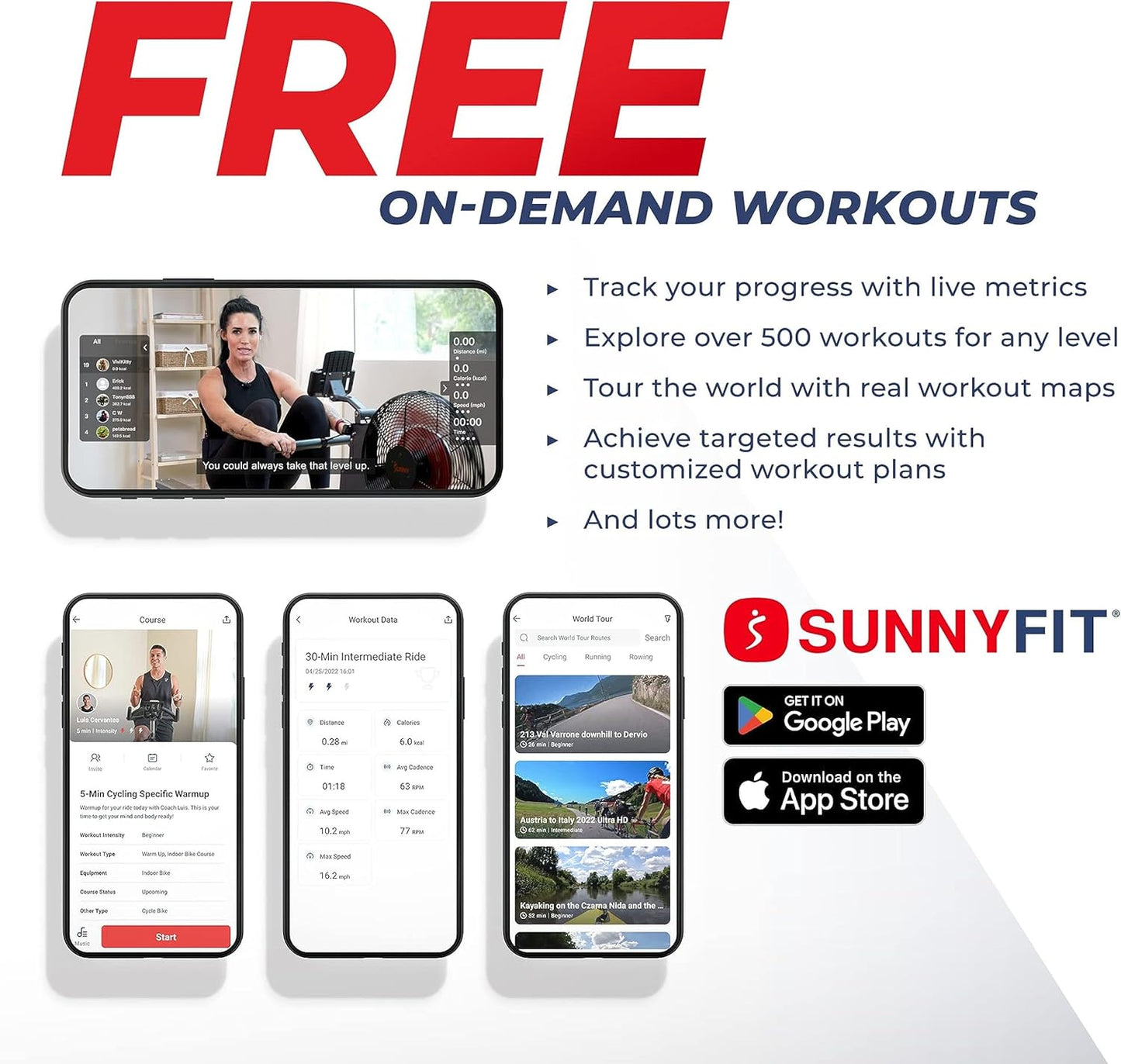 Sunny Health & Fitness Magnetic Rowing Machine for Home Exercise, Quiet & Smooth Rower with Compact Storage and Optional Free SunnyFit App Connectivity