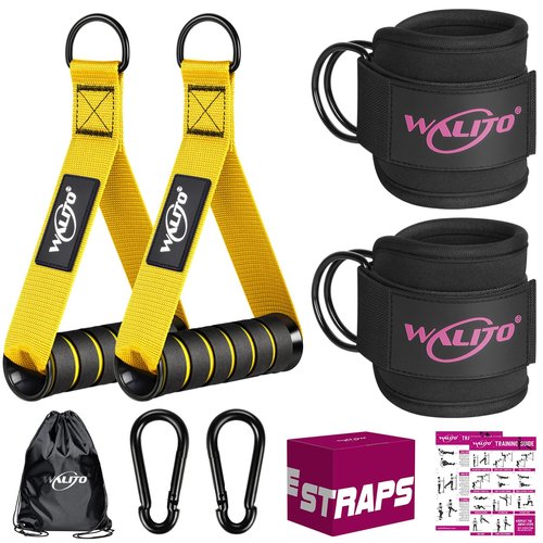 WALITO Exercise Handles and Gym Ankle Straps, Replacement Cable Machine Attachments for Home Gym Equipment, Pulley System, Pilates, Resistance Bands, Strength Trainer