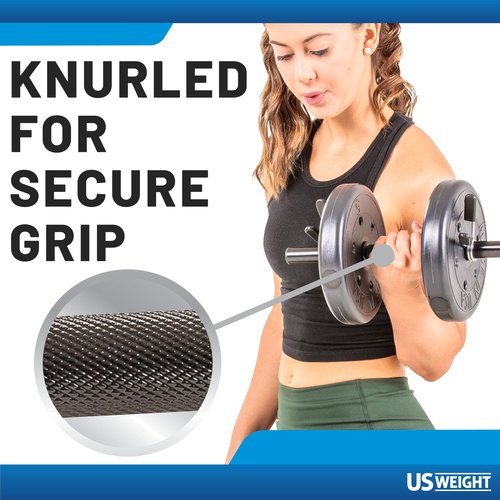 US Weight Adjustable 42LB Dumbbell Set with Spring Clips, 14" Knurled Bars – Made in USA, Essential Home Gym Equipment for Strength Training