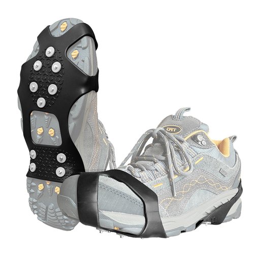 ice Snow Grips: 10 Nail Spikes, Stretchable Snow Grips for Men Women. Ideal for Winter Activities Like Walking, Running, Hiking, Mountaineering, Ice Fishing, or Dog-Walking (M:13-16 W:11-14)