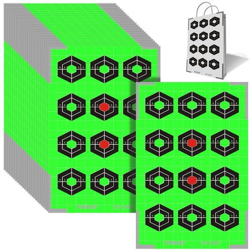 12x18 inch Fluorescent Green Diamond Grid Targets with White Grid Lines,High Contrast, NonReflective Surface, Includes Carrying Bag, 25 Sheets,Ideal for Handguns, Rifles, Airguns, BB Guns