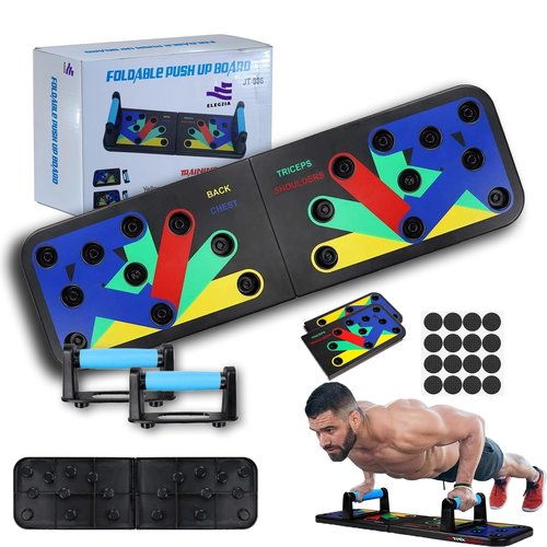 ELEGZIA Push Up Board | Pushup Fitness Stand | Foldable Push Up Board for Men & Women | 9-in-1 Multifunctional Exercise Board | Strength Training Home Workout System | Perfect Pushup board