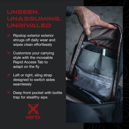 Vertx Urban Ghost Sling CCW 10L Tactical Bag for Travel, Work, Outdoor, Concealed Carry, EDC Gear, It’s Black - One Size