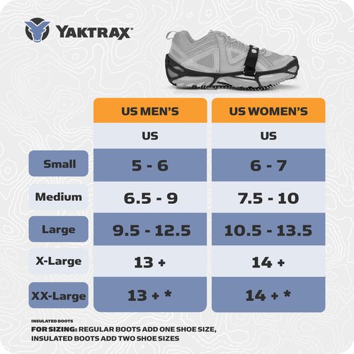Yaktrax Pro Plus Traction Cleats for Ice and Snow, 360° Steel Coil Grip for All-Direction Traction, Flexible Thermoplastic Upper, Easy On/Off with Heel Tab, Includes Carry Bag & Carabiner, X-Large