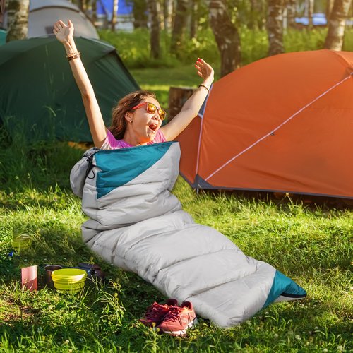 Sleeping Bag Cold Weather-Heating Sleeping Bag with 3 Heating Levels,Waterproof Lightweight Jointable Camping Sleeping Bag and Compression Sack for Camping Hiking Backpacking All Season White