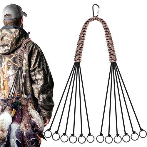 TOBWOLF Duck & Bird Tote with 12 Drops Slip Ring, Metal Loop Goose & Duck Hanger, Waterfowl Tote, Dove Bird Carrier, Paracord