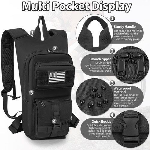 LASUK Hydration Backpack, Tactical Molle Water with 2L TPU Water Bladder, for Men Women Lightweight Water Backpack, Hydration Pack for Hiking, Biking, Climbing and Hunting, Black