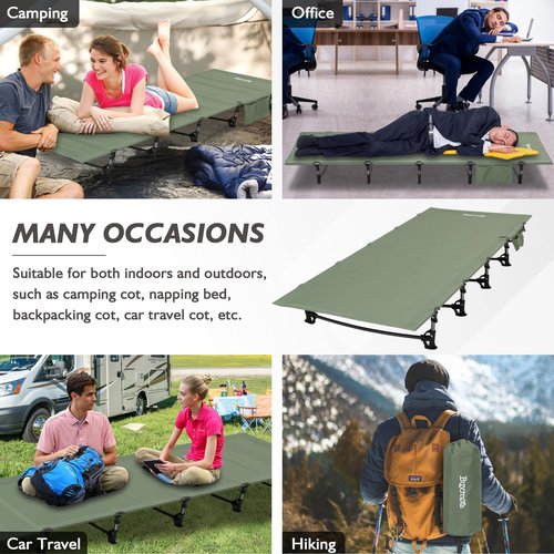 Buymoth Ultralight Folding Tent Camping Cot Bed Lightweight Backpacking Cot Without Tools Hiking Cot Portable Camping Bed for Adults Camping Hiking, Travel, Home, Army Green