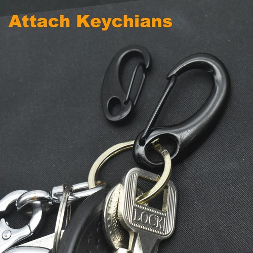 MyyYiTar Metal Small Large Spring Snap Hooks with Fixed Eyering Egg Shape Quick Carabiners Clips for Keychain Pet Id Tag Holder, 12 Pcs Black(4 Large+8 Small)