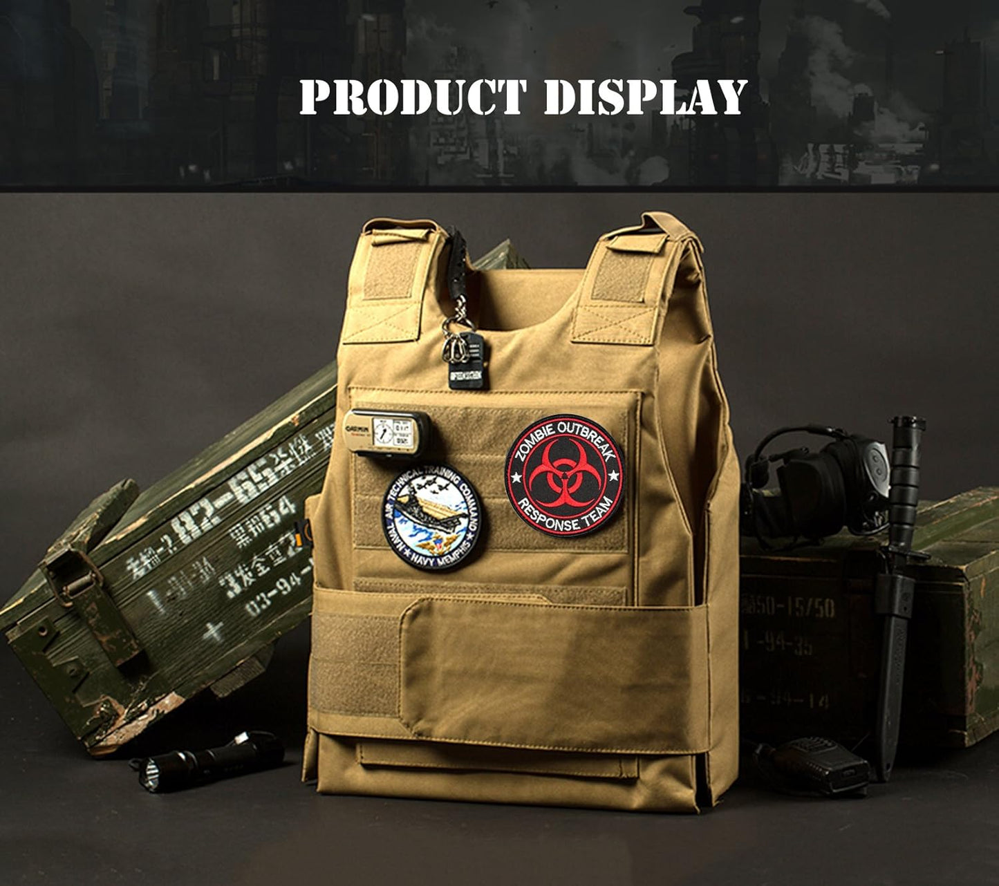 Zombie Outbreak Response Team Patch Biohazard Patches Embroidered Applique Hook&Loop Patch Tactical Patch(Black+Green)