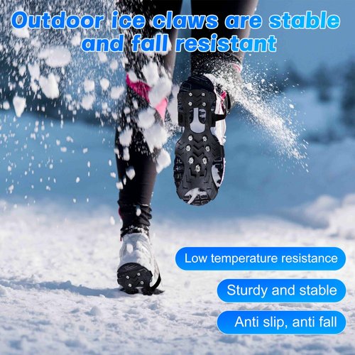 Crampons Ice Cleats for Shoes and Boots, Ice Snow Grip with Stainless Steel Spikes Anti-Slip, Traction Cleats Grips with Straps Women Men Shoes for Walking, Climbing, Hiking, Ice Fishing