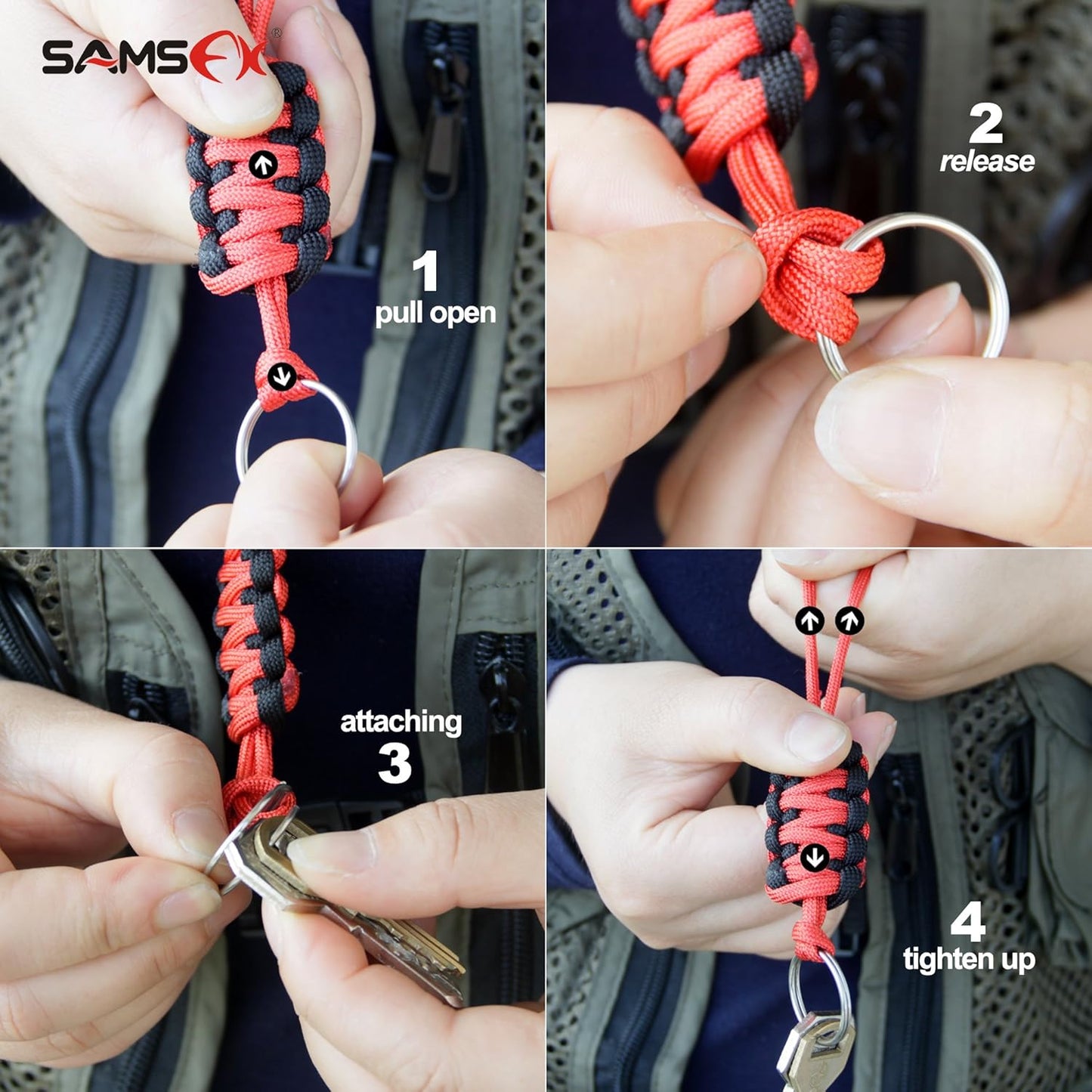 SAMSFX Fly Fishing Tippet Spool Holder Neck Lanyard, 3 Pack, 40" Paracord, Breakaway Strap, Keep Fishing Tippet Lines, Tools & Accessories Visible & Usable