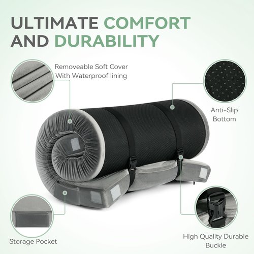 Sinweek 4 Inch Thick Memory Foam Camping Mattress CertiPUR-US Waterproof Portable Roll Up Mattress for Adults Single Mattress Car Van Sleeping Mat Pad with Carrying Bag