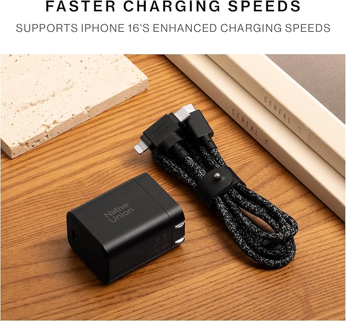 Native Union Fast GaN Charger PD 45W – Ultra-Compact Power Delivery Enabled USB-C – Made of Recycled Materials – for MacBook Air, iPads, iPhones, Pixel, Galaxy & Other USB-C Devices (White)